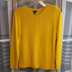 Talbots Yellow Cable Knit Sweater Size LP